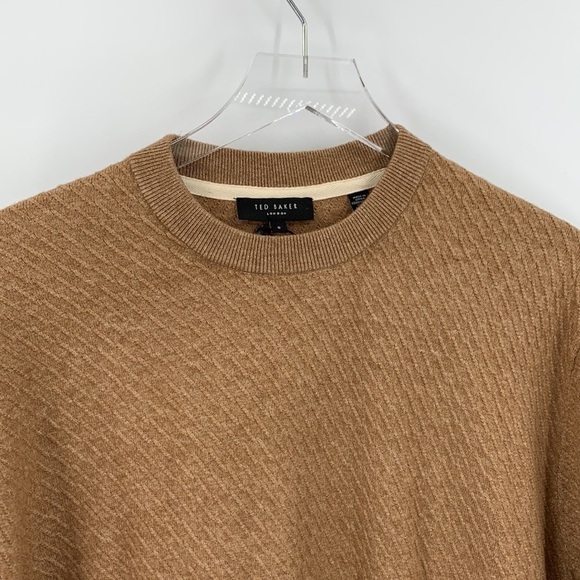 Ted Baker London Knares textured sweater tan camel crewneck men new XL 5 - Picture 3 of 5